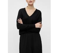 Object Jersey de mujer de punto con cuello en V. Negro 40/L