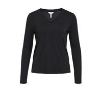 Object Objannie Re L/S V-Neck Top Noos Camiseta de Manga Larga, Negro, XS para Mujer