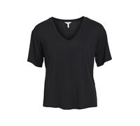 Object Objannie Re S/S V-Neck Top Noos Camiseta, Negro, M Mujeres