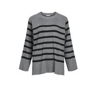 Object Objester LS Knit Top Noos Suéter pulóver, Medium Grey Melange/Stripes:Black, M para Mujer