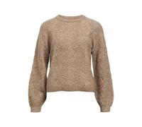 Object Objflora Re L/S Knit Pullover Noos Jersey de Punto, Desierto Taupe/Detail:Melange, L para Mujer