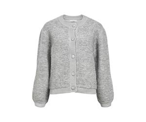 Object Objmerle LS Lo Knit Bomber Noos, Color Gris, XS para Mujer