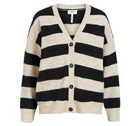 Object Objminna L/S-Chaqueta de Punto Noos Suéter cárdigan, Sandshell/Stripes:Black, S para Mujer