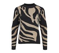 Object Objray L/S Jersey de Punto Noos, Black/AOP: Fossil Big Animal Jaquard AOP, XS para Mujer