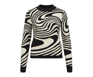 Object Objray L/S Knit Pullover AOP Noos Jersey de Punto, Negro/patrón: Sandshell Cebra, L para Mujer