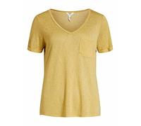 Object Objtessi Slub S/S-Cuello en V Top, marrón, S para Mujer