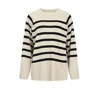 Object Objester LS Knit Top Noos Suéter, Sandshell/Stripes:Black, L para Mujer
