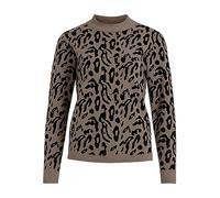 Object Women's OBJRAY L/S Knit AOP Noos - Jersey para Mujer (Talla M), Fossil Black Small Animal Jaquard, M