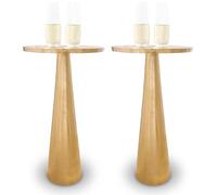 OBJET D'ART Mesa auxiliar pequeña redonda dorada, acento, lateral, pedestal, mesa de cóctel y bebida para sala de estar y espacios pequeños, decoración de estilo vintage de latón de metal, 21 pulgadas
