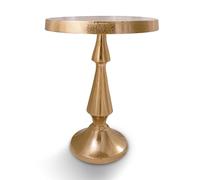 OBJET D'ART - Mesa auxiliar redonda mediana de metal, Larissa, acento, mesa de cóctel y bebida para sala de estar, decoración de estilo vintage de latón, 21.5 pulgadas de altura