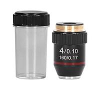 Objetivo de Gran Aumento 4X, Lente de Microscopio Biológico, Lente de Objetivo Negro Acromático 195 Objetivo de Microscopio Acromático de Alta Potencia 4X