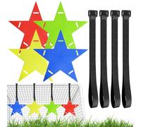 Objetivo de Portería para Fútbol,Pack de 4 Discos Colores + 4 Correas Ajustables (100 cm),Set de Entrenamiento de Fútbol,Equipo para Práctica de Tiro para Niños y Entrenadores (En Forma de Estrella)