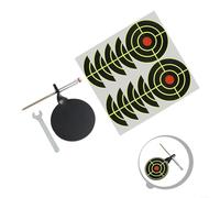 Objetivo giratorio de acero resistente de 80 mm con 10 calcomanías, objetivo de reinicio para entrenamiento de práctica de caza, objetivo de metal portátil