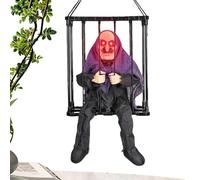 Objeto De Halloween Prisionero - Muñeca Parlante En Movimiento, Decoración De Prisionero De Terror | Figura Espeluznante En Jaula, Actor De Prisión Encantada, Animatrónico De Un Preso Fantasma