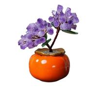 Objeto Decorativo Natural Yellow Amethyst Shaking Money Fortune Tree Attracting Wealth Ornaments Living Room Desk Crystal Árbol de la Fortuna(Purple)