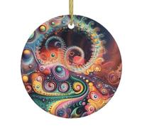 Objetos extraños, un adorno redondo de cerámica con una cuerda dorada, perfecto para decoraciones de fiestas de vacaciones o reuniones familiares.