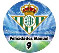 OBLEA de B ETIS futbol Redonda personalizada para Pastel o Tarta, Papel Comestible Decoracion Cumpleaños, Obleas Comestibles Torta Redondo - Vegano y Sin GLuten