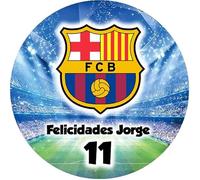 OBLEA de BARCELONA, FC, futbol Redonda personalizada para Pastel o Tarta, Papel Comestible Decoracion Cumpleaños, Obleas Comestibles Torta Redondo - Vegano y Sin GLuten