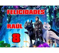 OBLEA de CÓMO ENTRENAR A TU DRAGÓN personalizada con nombre y edad para pastel o Tarta, especial para cumpleaños, Medida rectangular de 28x20cm