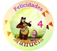 OBLEA de MASHA Y EL OSO Redonda Personalizada para Pastel o Tarta, Papel Comestible Decoracion Cumpleaños, Obleas Comestibles Torta Redondo - Vegano y Sin Gluten