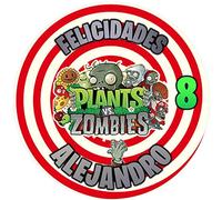 OBLEA de Plantas vs Zombies Redonda Personalizada para Pastel o Tarta, Papel Comestible Decoracion Cumpleaños, Obleas Comestibles Torta Redondo - Vegano y Sin Gluten