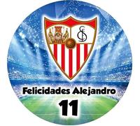 OBLEA del SEVILLA futbol Redonda personalizada para Pastel o Tarta, Papel Comestible Decoracion Cumpleaños, Obleas Comestibles Torta Redondo - Vegano y Sin GLuten