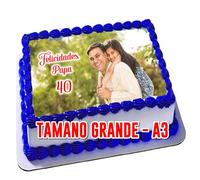 OBLEA GRANDE CON FOTO, A3 - DINA3 personalizada nombre y edad para pastel o Tarta, especial para cumpleaños, Medida RECTANGULAR en PAPEL DE AZUCAR