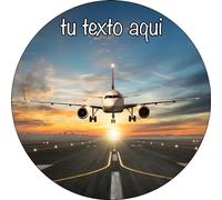 OBLEA o Papel de AZÚCAR, AVIÓN, Personalizada Foto con Texto, Foto Comestibles para Tartas, Varios Tamaños. DISCO 1