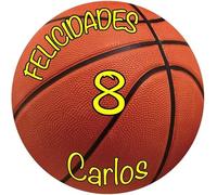OBLEA o Papel de AZÚCAR, Baloncesto, Basketball, Personalizada Foto con Nombre, Edad y Texto, Foto Comestibles para Tartas de Cumpleaños, Varios Tamaños, DISCO 2
