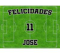 OBLEA o papel de AZÚCAR, Campo de Fútbol de Primera, Personalizado Foto con Nombre y Edad para Tarta, Cumpleaños y Ocasiones Especiales, Varios Tamaños de la Pastel Rectangular Foto Comestible