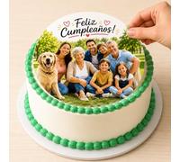 OBLEA o Papel de AZÚCAR con FOTO COMESTIBLE personalizada Nombre y Edad para pastel o Tartas, Cumpleaños, Foto Comestibles para Ocasiones Especiales, Varios Tamaños, DISCO - Medida redonda