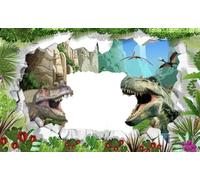 OBLEA o Papel de AZÚCAR, Dinosaurios, T-REX, Sube tu imagen, Personalizado Foto con Nombre, Edad y Texto, Foto Comestibles para Tartas de Cumpleaños, Varios Tamaños. RECTÁNGULO