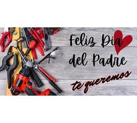 OBLEA o papel de AZÚCAR, FELIZ DÍA DEL PADRE 'HERRAMIENTAS', Foto Personalizada con Texto, Foto Comestible para Tartas, Varios Tamaños. RECTÁNGULO