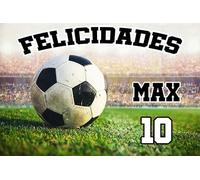 OBLEA o Papel de AZÚCAR, Fútbol PELOTA, Personalizada Foto con Nombre, Edad y Texto, Foto Comestibles para Tartas de Cumpleaños, Varios Tamaños. RECTÁNGULO