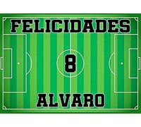 OBLEA o Papel de AZÚCAR, Fútbol, Personalizada Foto con Nombre, Edad y Texto, Foto Comestibles para Tartas de Cumpleaños, Varios Tamaños. RECTÁNGULO 1