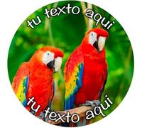 OBLEA o Papel de AZÚCAR, Loros, Personalizada Foto con Nombre, Edad y Texto, Foto Comestibles para Tartas de Cumpleaños, Varios Tamaños. DISCO