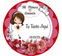 OBLEA o Papel de AZÚCAR, Mi Primera Comunión, Niña, Personalizada Foto con Nombre, y Texto, Foto Comestibles para Tartas, Varios Tamaños, DISCO