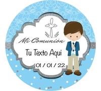 OBLEA o Papel de AZÚCAR, Mi Primera Comunión, Niño, Personalizada Foto con Nombre, y Texto, Foto Comestibles para Tartas, Varios Tamaños, DISCO