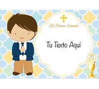 OBLEA o Papel de AZÚCAR, Mi Primera Comunión, Niño, Personalizada Foto con Nombre, y Texto, Foto Comestibles para Tartas, Varios Tamaños, RECTÁNGULO