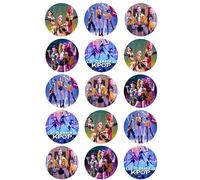 OBLEA PARA GALLETAS O CUPCAKES LAS GUERRERAS KPOP DEMON HUNTERS K-POP, Foto Comestibles para Tartas y Magdalenas. Varios Tamaños.