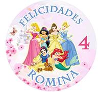OBLEA PRINCESAS Redonda Personalizada para Pastel o Tarta, Papel Comestible Decoracion Cumpleaños, Obleas Comestibles Torta Redondo - Vegano y Sin Gluten
