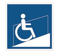 Obligación de Adhesivo Obligatorio NF ISO7010 - Adhesivo Adhesivo de Señalización Laminado Cuadrado Resistente al Agua y a Los Rayos UV - Rampa para Discapacitados - 40x40 cm