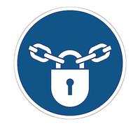 Obligación de Adhesivo Obligatorio NF ISO7010 - Adhesivo Adhesivo de Señalización Laminado Ronda Resistente al Agua y a Los Rayos UV - Bloqueo Obligatorio - Diámetro 25 cm