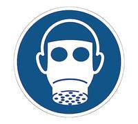 Obligación de Adhesivo Obligatorio NF ISO7010 - Adhesivo Adhesivo de Señalización Laminado Ronda Resistente al Agua y a Los Rayos UV - Protección Respiratoria Obligatoria - Diámetro 25 cm