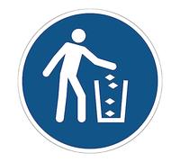 Obligación de Adhesivo Obligatorio NF ISO7010 - Adhesivo Adhesivo de Señalización Laminado Ronda Resistente al Agua y a Los Rayos UV - Usa la Papelera - Diámetro 30 cm