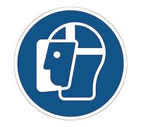 Obligación de Adhesivo Obligatorio NF ISO7010 - Adhesivo Adhesivo de Señalización Laminado Ronda Resistente al Agua y a Los Rayos UV - Visera Protectora Obligatoria - Diámetro 40 cm