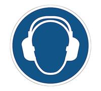 Obligación de Adhesivo Obligatorio NF ISO7010 - Adhesivo Adhesivo de Señalización Laminado Ronda Resistente al Agua y a Los Rayos UV - Protección Auditiva Obligatoria - Diámetro 30 cm