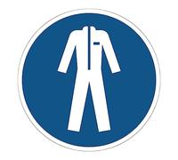 Obligación de Adhesivo Obligatorio NF ISO7010 - Adhesivo Adhesivo de Señalización Laminado Ronda Resistente al Agua y a Los Rayos UV - Ropa de Protección Obligatoria - Diámetro 60 cm