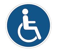 Obligación de Adhesivo Obligatorio NF ISO7010 - Adhesivo Adhesivo de Señalización Laminado Ronda Resistente al Agua y a Los Rayos UV - Travesía para Minusválidos - Ronda - Diámetro 60 cm