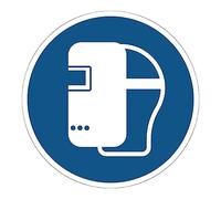 Obligación de Adhesivo Obligatorio NF ISO7010 - Adhesivo Adhesivo de Señalización Laminado Ronda Resistente al Agua y a Los Rayos UV - Máscara de Soldadura Obligatoria - Diámetro 60 cm